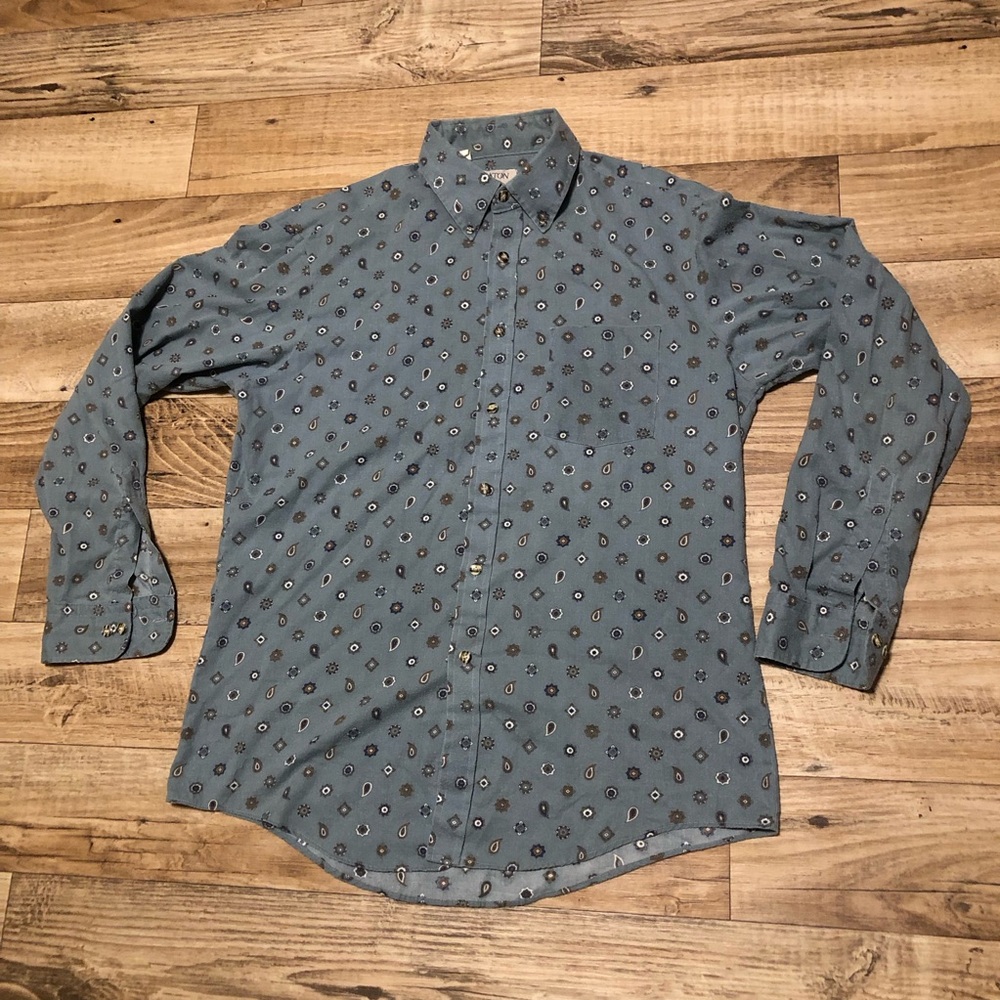 Vintage oakton limited paisley pattern button up shirt size L